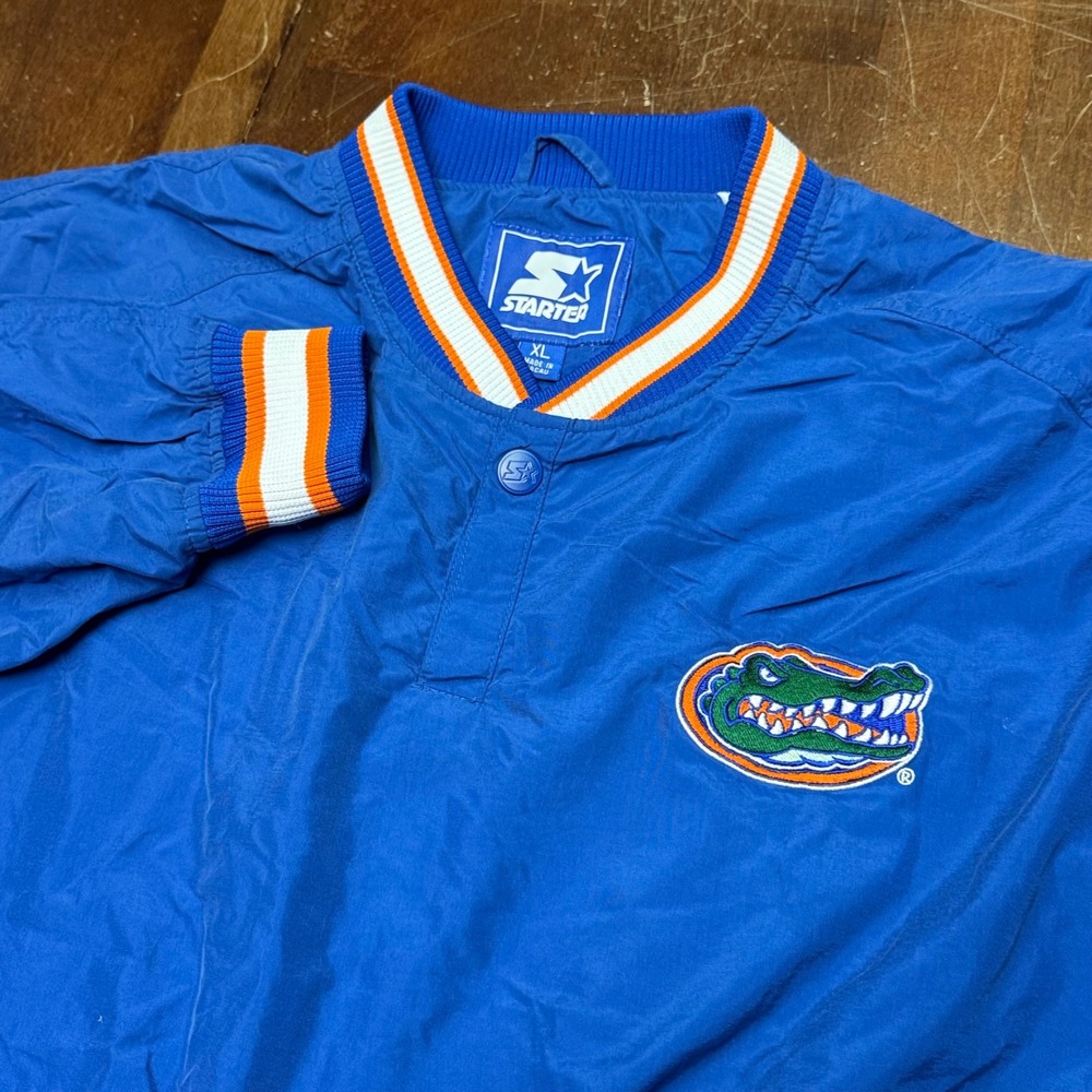 Starter Windbreaker Jacket Mens XL Blue Florida Gators Vintage Pullover Side Zip